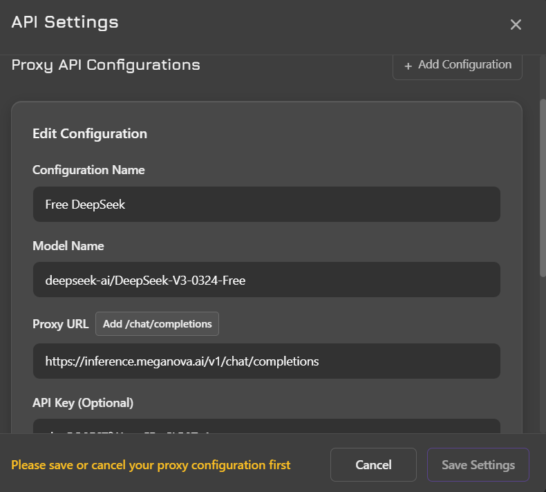 Free DeepSeek Proxy for JanitorAI – Nebula Block (MegaNova) Setup Guide